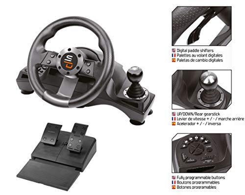 Superdrive - Volante de carreras Drive Pro GS700con palanca de cambios, pedales y vibraciones para PS4 - Xbox One - PC y PS3