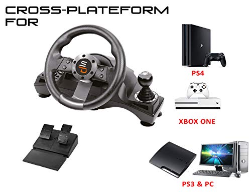 Superdrive - Volante de carreras Drive Pro GS700con palanca de cambios, pedales y vibraciones para PS4 - Xbox One - PC y PS3