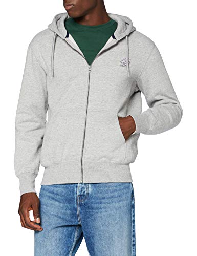 Superdry Collective Zip Hood BR suéter, Grey Slub Grindle, L para Hombre
