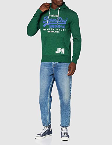 Superdry VL Duo Hood BR suéter, Willow Green Grit, XXL para Hombre