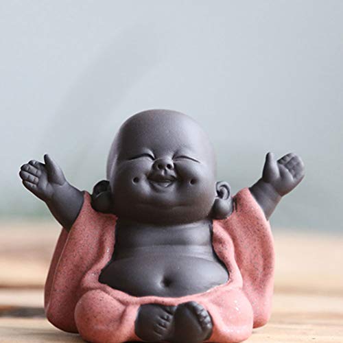 SUPVOX Figura decorativa de bebé Buda riendo, para decoración feng shui o regalo, naranja