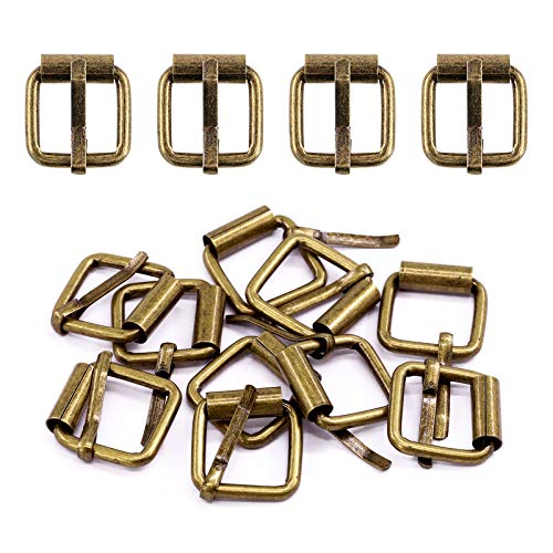 Swpeet 60 hebillas de metal multiusos de bronce de 5/8 pulgadas – 15 mm, para cinturones, bolsas de hardware, anillos, accesorios de mano, llaveros, cinturones y correa de perro (bronce, 15,8 cm)