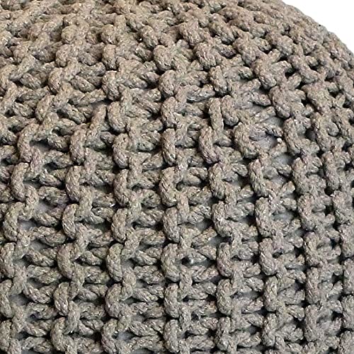 Taburete Knitting Pouf Pouffe Pouf Grobstrick óptica de Color Beige Ø 55 cm de Altura 37 cm Extra de Color de Alta Densidad