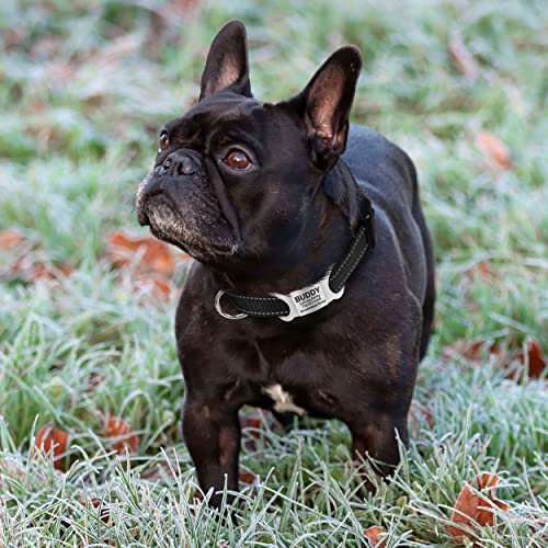 TagME Collar Perro Ajustable,Collar Nylon Reflectante,para Caminar Correr Entrenamiento,para Perros Pequeños,Negro,1.5cm De Ancho