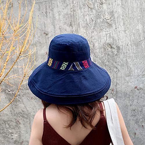TAGVO Señoras Sombreros para el Sol Verano de ala Ancha Protección UV Mujeres Cubos Sombreros Viseras de Playa Plegables Gorras con Correa