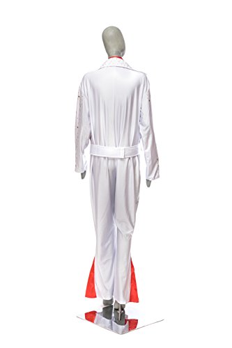 Tante Tina Disfraz de Elvis para hombre – Disfraz de estrella rockera de 3 piezas, incluye mono, cinturón y pañuelo – Color blanco – Talla M (50/52)