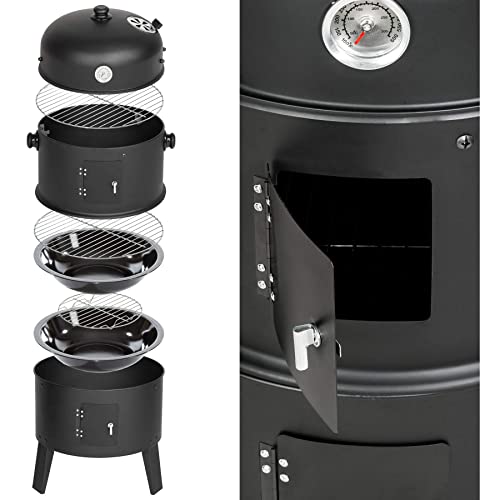 TecTake Barbacoa Barbecue Grill con Carbón Vegetal Parrilla Fumador - Varios Modelos - (3en1 BBQ Fumador/Parrilla | no. 400820)