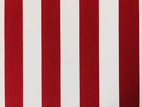 Tela de teflón acrílico a rayas rojas y blancas DRALON para exteriores, material de tapicería impermeable para cojín Gazebo Beach – 160 cm de ancho (se vende por metros)