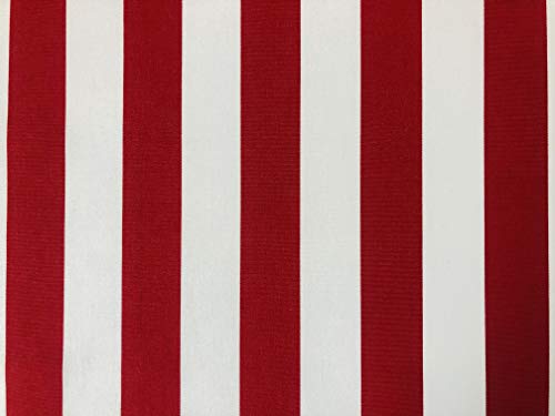 Tela de teflón acrílico a rayas rojas y blancas DRALON para exteriores, material de tapicería impermeable para cojín Gazebo Beach – 160 cm de ancho (se vende por metros)
