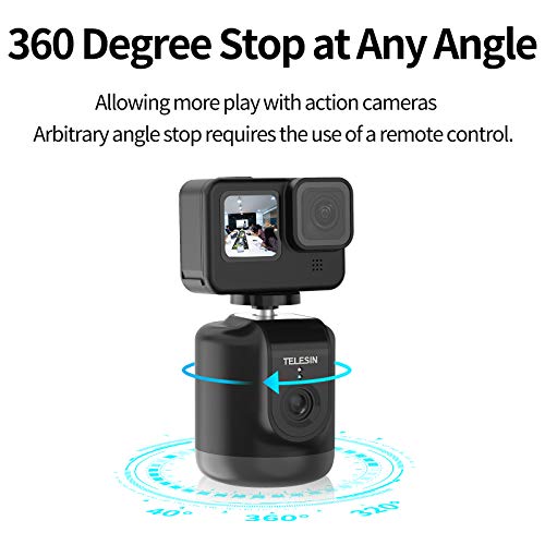 TELESIN Soporte para smartphone para grabación con seguimiento automático del rostro. No requiere aplicación. Palo selfie con rotación de 360 ° automático, apto para teléfono, GoPro/Osmo Action