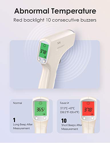 Termómetro infrarrojo de fiebre Cocobear, termómetro digital sin contacto, modo frente / habitación / objeto, alarma de fiebre, adulto / bebé / anciano (B)