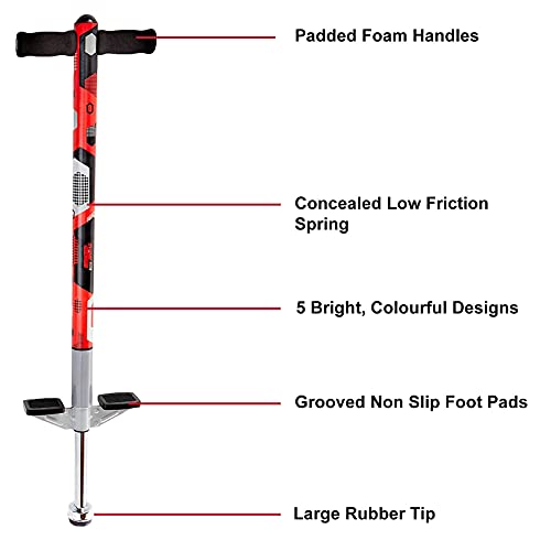 Think Gizmos Pogo Stick para niños - Saltadores para niños Modelo Aero Advantage - Juguetes niño 5 años a 10 años MAX 36 kg - Stick Jumper (Negro y Rojo)