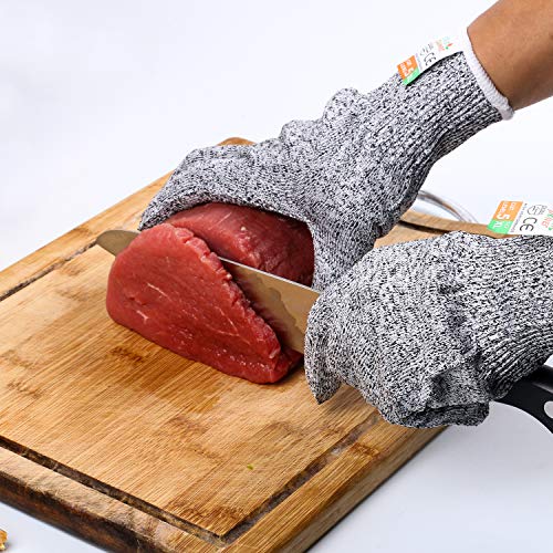 ThreeH Guantes resistentes a cortes Guantes de cocina de seguridad de nivel 5 para corte de carne, tallado de madera, despiece, tallado GL02 S