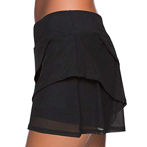 Timagebreze Traje de BaaO Sexy para Mujer Pantalones Cortos de Playa Traje de BaaO de Media Falda Conservadora Ropa de Playa Leggings de Cintura Alta Negro L