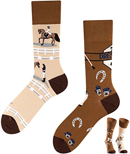 TODO COLOURS - Calcetines de equitación con diseño de caballos, multicolor Dressage 43-46