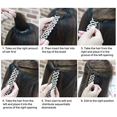 Tomedeks 2PCS Herramientas para tejer horquillas, accesorios femeninos para el cabello con espinas de pescado (blanco y negro)
