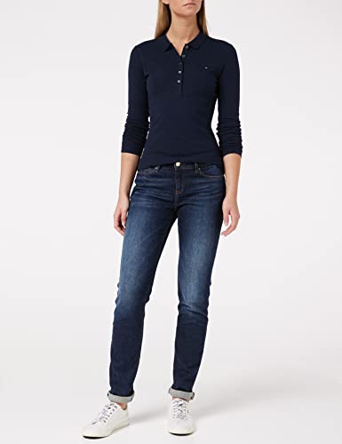 Tommy Hilfiger Heritage Long Sleeve Slim Polo, Azul (Midnight 403), XX-Large para Mujer