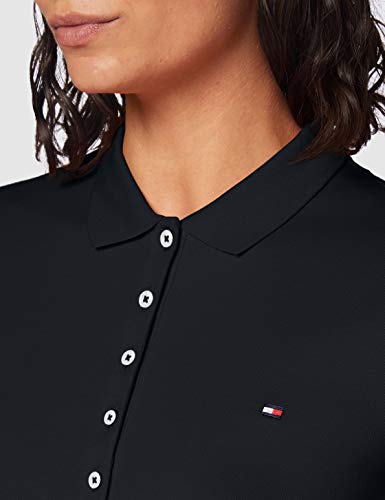 Tommy Hilfiger Heritage Short Sleeve Slim Polo Camiseta, Azul (Midnight 403), L para Mujer