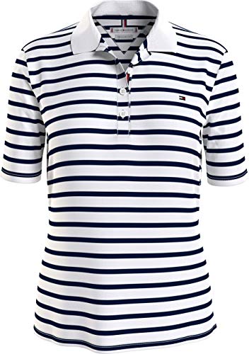 Tommy Hilfiger WW0WW28243 Camisa de Polo, Classic Breton STP/White/Black, Small para Mujer