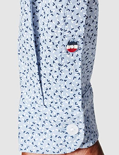 Tommy Jeans TJM Ditsy-Camiseta Estampada Camisa, Iris de rocío/Multi, M para Hombre