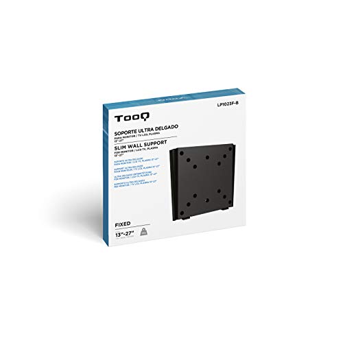 TooQ LP1023F-B - Soporte Fijo de Pared para Monitor/TV/LED/LCD de 10" a 23", hasta 30kg de Peso, Distancia a la Pared de 15 mm, Formato VESA hasta 100x100, Color Negro