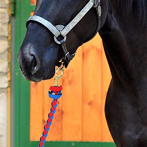 TOP-MAX Cuerda de plomo para caballo de 4 m – Cuerda de corbata en varios diseños elegantes, plomo plomo pony, burro, cabra (rojo y negro)