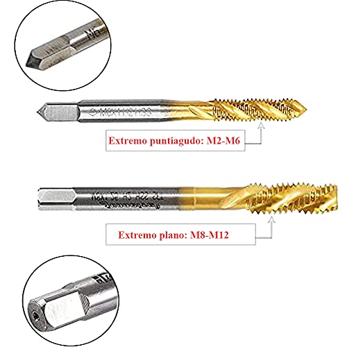 Tornillos Roscadores Juego de machos de roscar métrico HSS con Revestimiento de Titanio para Tocar Varios Hilos