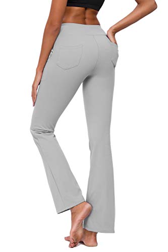 TownCat Pantalones de chándal de Mujer Pantalones de Yoga Acampanados Pantalones de Fitness Pantalones de Yoga con Bolsillos (Gris Oscuro, L)