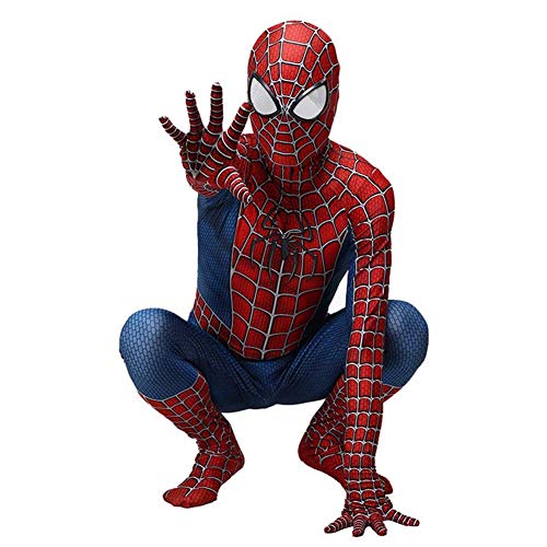 Traje de Cosplay del traje del hombre araña para los adultos de los niños, trajes de superhéroes Niño Niños Lycra Spandex del mono del estilo 3D de Halloween Carnaval Complementos Disfraz,150~160cm