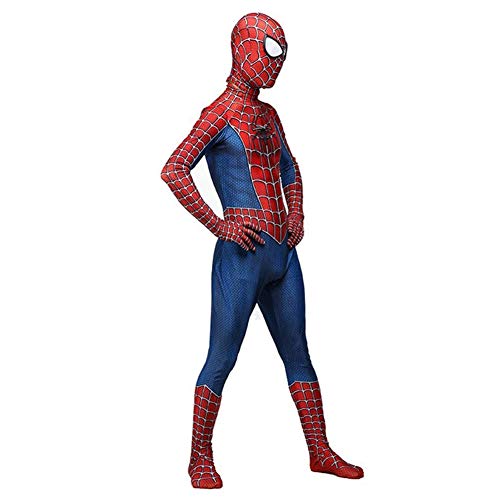 Traje de Cosplay del traje del hombre araña para los adultos de los niños, trajes de superhéroes Niño Niños Lycra Spandex del mono del estilo 3D de Halloween Carnaval Complementos Disfraz,150~160cm