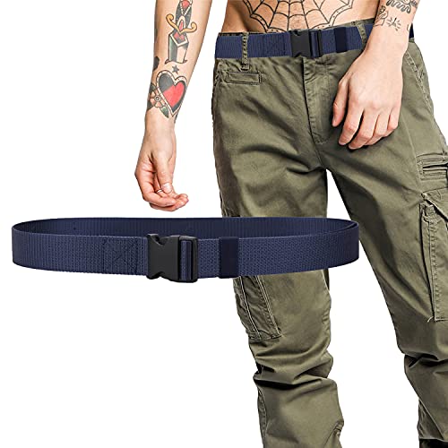 Trimming Shop Cinturón de nailon estilo militar, cinturón de lona de 3,8 cm con hebilla de plástico de liberación rápida, cinturón de combate para pantalones de carga, deportes al aire libre