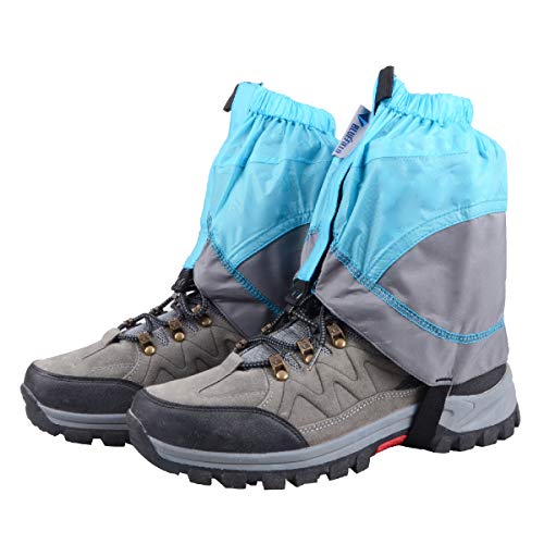 TRIWONDER Polainas Impermeable de Senderismo para Piernas a Prueba de Viento Nieve Lluvia para Montaña Caza Esquí Escalada 1 Par (Azul y Gris)