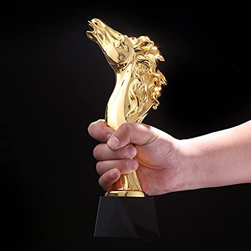 Trofeos A Medida Dorado Creativo Cabeza De Caballo Resina Personalizado Personalizado Bañado En Oro (Color : Gold, Size : 28 * 8cm)