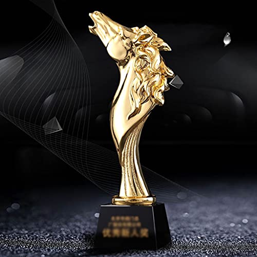 Trofeos A Medida Dorado Creativo Cabeza De Caballo Resina Personalizado Personalizado Bañado En Oro (Color : Gold, Size : 28 * 8cm)
