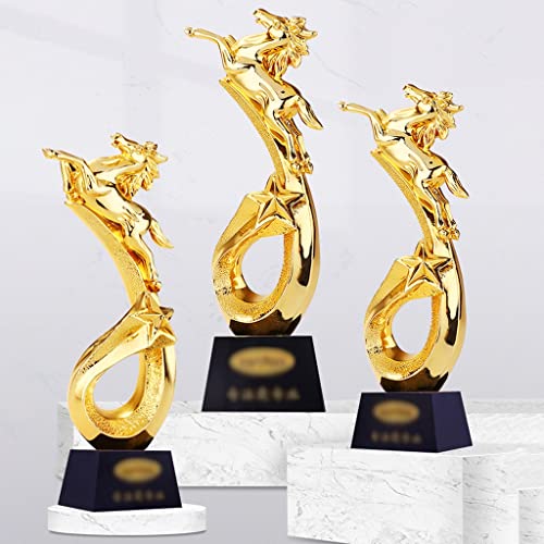 Trofeos medallas y premios Caballo Creativo Honor de Resina Premios for empleados destacados del Equipo Decoraciones de Escritorio for el hogar Base Cristal Negro