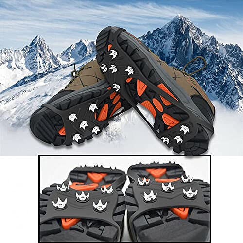 TTCPUYSA 1/2 Pairs Upgraded Non Slip Gripper Spike,Ice Snow Grip Non-Slip Shoes Boots Traction Cleats,Ice Cleat Spikes with 8 Steel Studs Crampons (1Pairs-M)