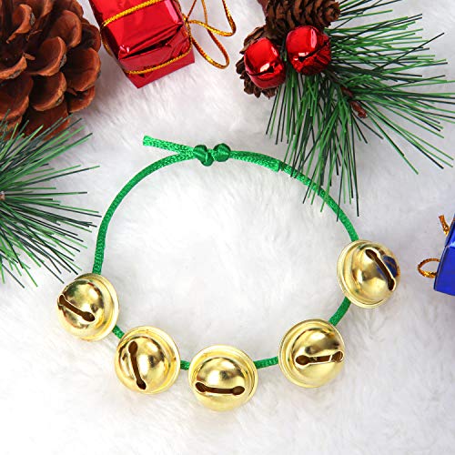 Tupa Paquete de 24 pulseras de campanilla de Navidad ajustables con jingles de metal para regalos de fiesta de vacaciones