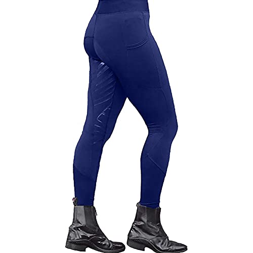 TYTUOO Leggings de silicona para mujer, con agarre suave, para equitación, gimnasio, yoga, medias, pantalones equinos ventilados, activos Jodhpurs, B-azul, S