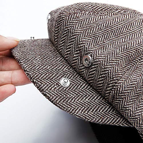 Ueither Unisex Gorras de Boina Sombreros Baker Boy Newsboy Casquillo Plano 8 Panel Herringbone Tweed Flat Cap Gatsby Hat