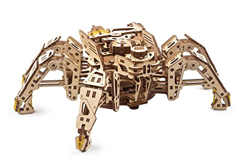 UGEARS Puzzle 3D de Explorador Hexápodo - Maqueta para Montar un Robot Araña con Motor de Resorte (Camina hasta 3 Metros) - Maquetas de Madera y Puzzles 3D - Maquetas para Construir para Adultos