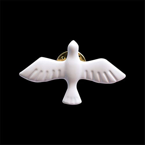 U/K Broche de paloma con esmalte blanco, simboliza la paz y el pájaro de la mochila, joyas de artesanía fina