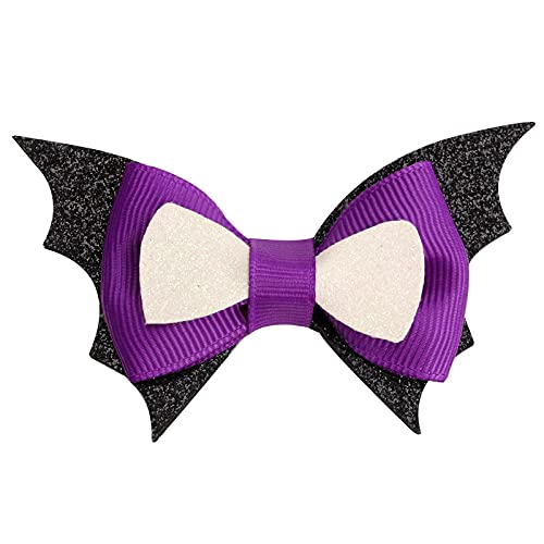 U/N Halloween alas de murciélago Lentejuelas Clips niña Horquilla bebé Doble Lazo Calavera Coloridos pasadores Accesorios para el Cabello-4