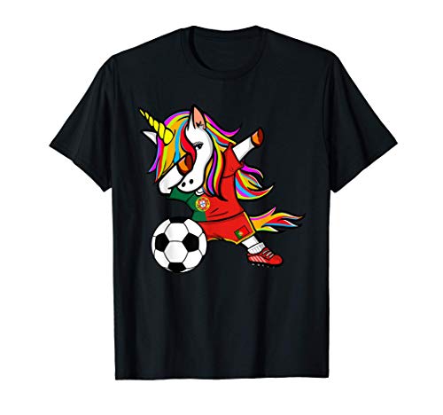 Unicornio Dabbing Unicorn Portugal Fútbol Bandera Portuguesa Camiseta