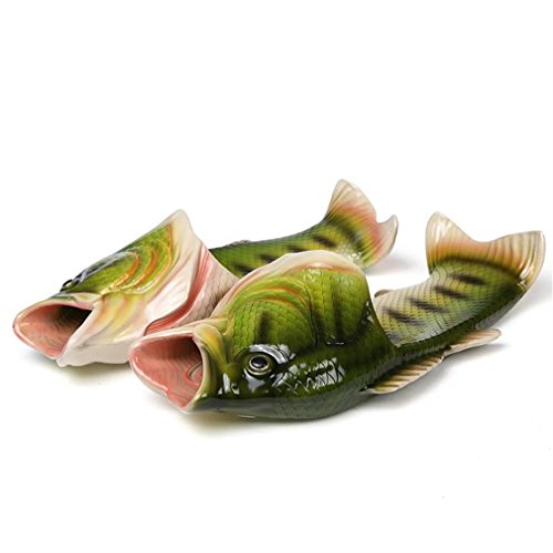 UNIQSTORE Tricky Fisch Sandalias con forma de pescado, zapatillas de estar por casa creativas, estilo de pez, para la playa, calzado inspirado en peces, para hombre, verde, 40/41 EU