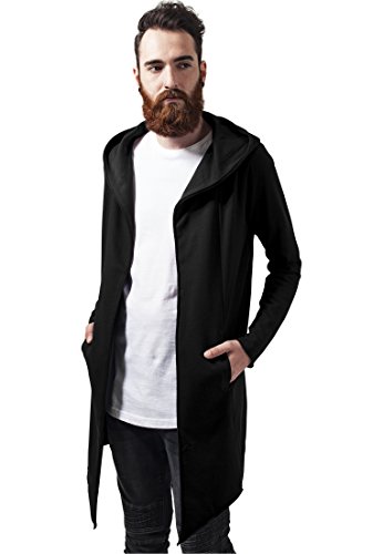 Urban Classics Long Hooded Open Edge Cardigan Sweater, Black, L para Hombre
