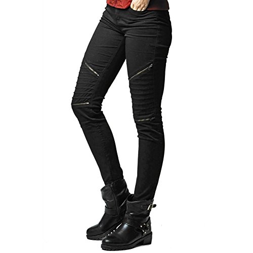 Urban Classics Pantalones elásticos de Motorista para Mujer, Negro (Black 7), 26 W