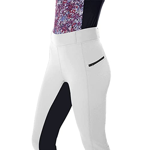 URIBAKY - Pantalones de equitación para mujer, para ejercicio, talle alto, deportes de equitación, equitación, ropa de deporte, blanco, S