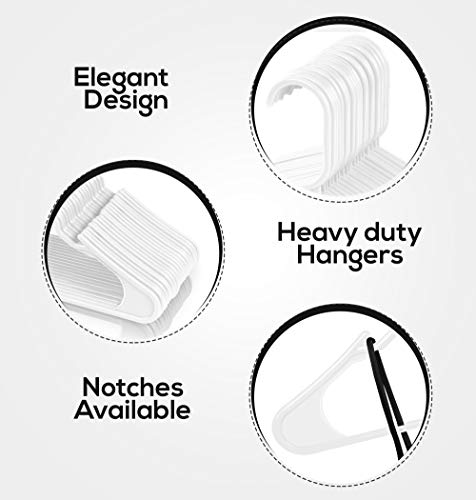 Utopia Home - (Paquete de 50) - Perchas de plástico resistentes (42 cm de ancho) - Perchas de alta calidad para el armario - Duraderas y delgadas - Diseñados para ropa delicada - (Blancos)