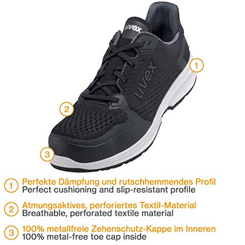 uvex 1 Sport Calzado de Trabajo S1 SRC ESD | Zapatos de Seguridad con Punta Ligera y Sin Metales - para Mujeres y Hombres