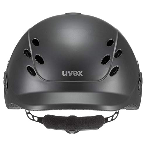 Uvex Onyxx Dekor Casco de equitación, Juventud Unisex, Pony Black Mat, 49-54 cm